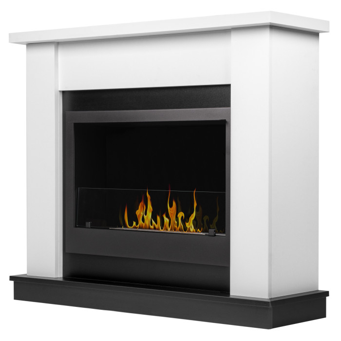 Каминокомплект: Биокамин Firelight BFP/P-1015 XS+Canto Long белый, черный